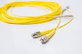 Close up of a fiber optic patchcord Royalty Free Stock Photo