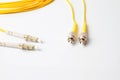Close up of a fiber optic patchcord Royalty Free Stock Photo