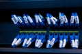 Close up fiber optic in server room Royalty Free Stock Photo