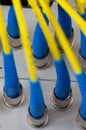 Close up fiber optic in server room , network cables installed in the rack Abstract image for use as a background Royalty Free Stock Photo