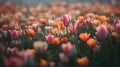 Close Up of a Field of colorful Tulips Royalty Free Stock Photo