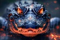 Close Up of Fierce Alligator with Glowing Eyes in a Dark, Mystical Swamp Setting Wildlife Concept Royalty Free Stock Photo