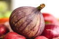 Close-up, fig on a blurred background, macro shot. Royalty Free Stock Photo