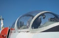 Close up fighter jet cockpit canopy