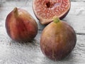 Close-up of figs on dark stone background Royalty Free Stock Photo
