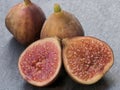 Close-up of figs on dark stone background Royalty Free Stock Photo