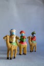 Close-up of figures of the Three Wise Men from the East Christmas concept and tradition.