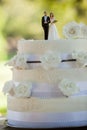 Close-up of figurine couple on wedding cake Royalty Free Stock Photo