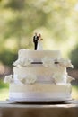 Close-up of figurine couple on wedding cake Royalty Free Stock Photo