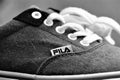 Close up of a Fila shoe.