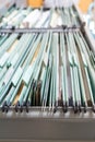 Close up File folders in a filing cabinet Royalty Free Stock Photo