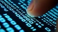 Close-up of Finger Tapping Screen to Retrieve Data on Device Royalty Free Stock Photo