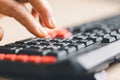 Close-up of fingers typing on computer keyboard for data entry and online work. Technology, communication and productivity concept Royalty Free Stock Photo