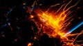 Close up of fire with bright orange and yellow flames in the background. Generative AI Royalty Free Stock Photo