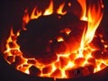 close up fire burning coal, AI generated