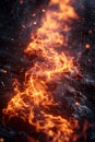 A close up of a fire that is burning on the ground, AI