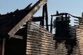 Close up Fire Damaged Wooden House Royalty Free Stock Photo