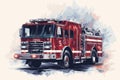 Close up of a fire engine isolated on a clean white background for clear visibility Royalty Free Stock Photo