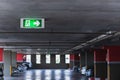 Close up of the fire exit signs in the parking building Royalty Free Stock Photo