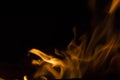 close-up: fire flames in the outdoors grill box for barbeque Royalty Free Stock Photo