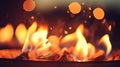 A close up of a fire with flames and smoke, AI