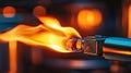 close-up of a fire from a lighter. selective focus Royalty Free Stock Photo