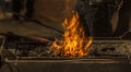 Close-up of the fire where a blacksmith works Royalty Free Stock Photo