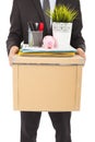 Close-up a fired businessman carrying a box Royalty Free Stock Photo