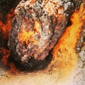 close-up of firewood like lava flow