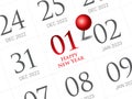 Close up of first day of the year 2023 on diary calendar