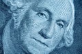 Close up of first USA president George Washington on one Dollar bancnote as symbol of economy, finances and business of America