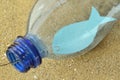 Close-up of fish on a hook in a plastic bottle - Concept of ecology and stop plastic pollution Royalty Free Stock Photo