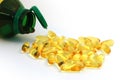 Close up of fish oil caplet