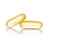 Close-up on fish oil capsule, contains omega-3 polyunsaturated acid EPA and DHA that enhances heart and health Royalty Free Stock Photo