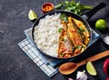 Close-up of fish yellow curry, top view Royalty Free Stock Photo