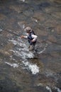 Close Up Fisherman At The Nischiki River At Iwakuni 4-9-2015