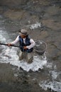 Close Up Fisherman At The Nischiki River At Iwakuni 4-9-2015