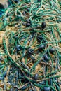 Close-up of fishing nets. Fishing profession. Industrial fishing