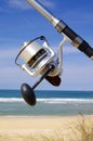 Close-up on fishing reel