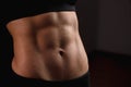 Unrecognizable woman showing off her perfect muscular ripped abs, close up. Royalty Free Stock Photo