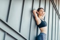 Close up of a fitness woman doing warm up exercises Royalty Free Stock Photo