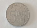 Close-up five hundred Romanian leu coin