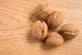 Close up of five walnuts Royalty Free Stock Photo