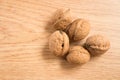 Close up of five walnuts Royalty Free Stock Photo