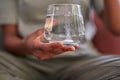 A close up of a fizzy effervescent tablet in a glass of water for flu treatment Royalty Free Stock Photo