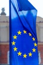 Close-up the flag of the European Union fluttering Royalty Free Stock Photo