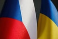 Close-up of the flags of the Czech Republic and Ukraine.