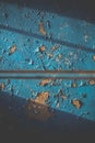 Close up flaky blue paint on concrete wall concept photo Royalty Free Stock Photo