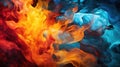 A close up of a flame and some blue, red and yellow flames, AI