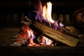 Close-up of flames from bonfire wood burning in night campfire Royalty Free Stock Photo